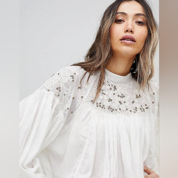 SOLD Free people have it my way mutton sleeve blouse - Picture 2 of 7